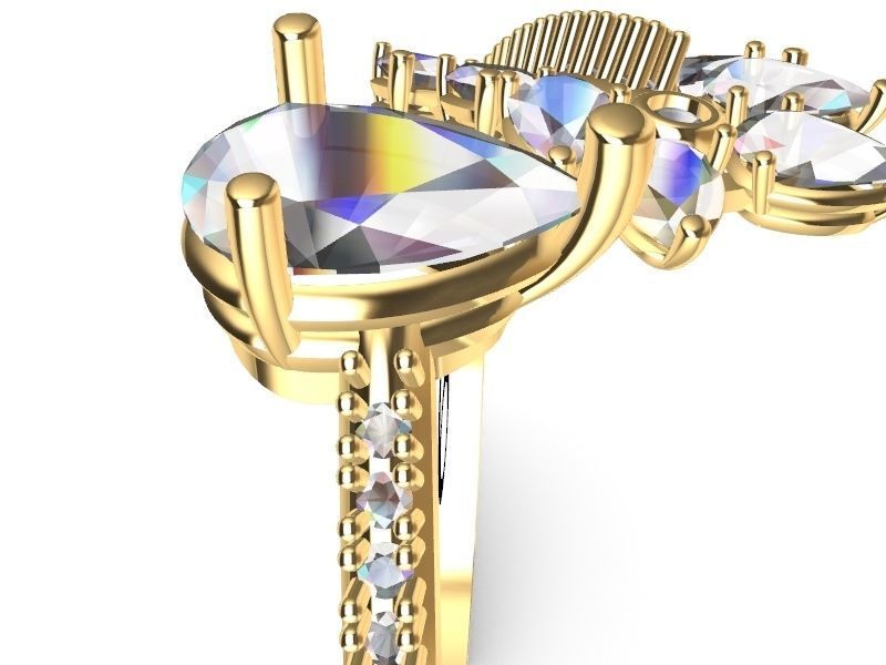 pear diamond bypass ring stl verified 3D print model_16