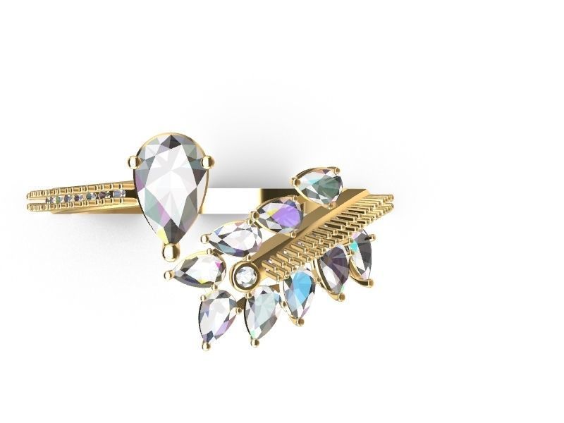 pear diamond bypass ring stl verified 3D print model_3