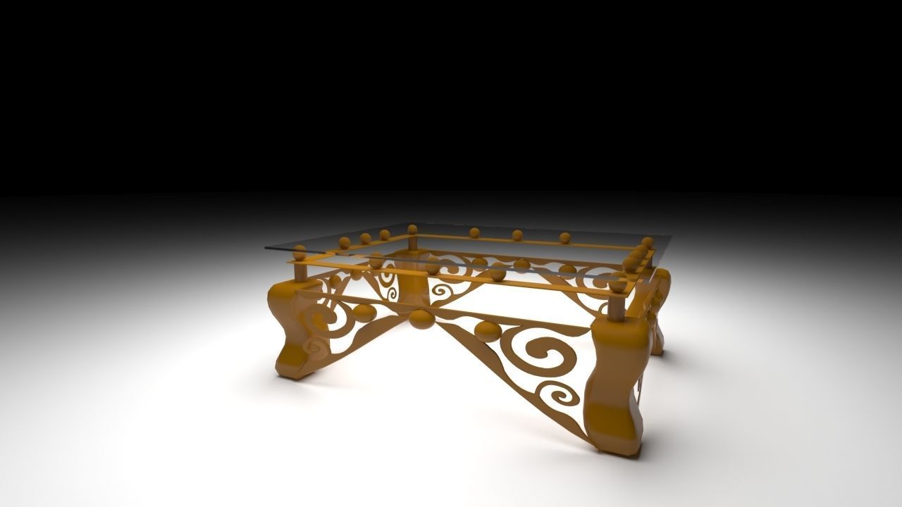 TABLE ornate gold Low-poly 3D model_2