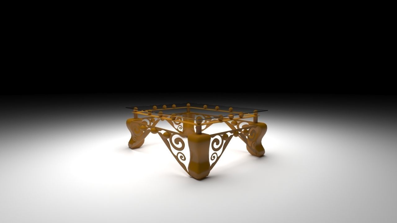 TABLE ornate gold Low-poly 3D model_1