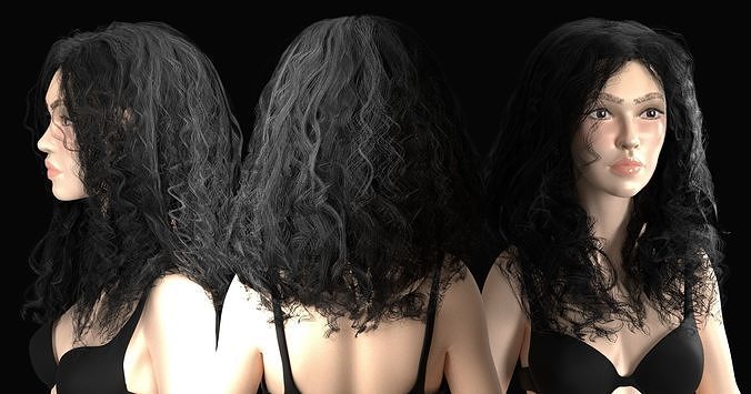 Curly Hair Low-poly 3D model