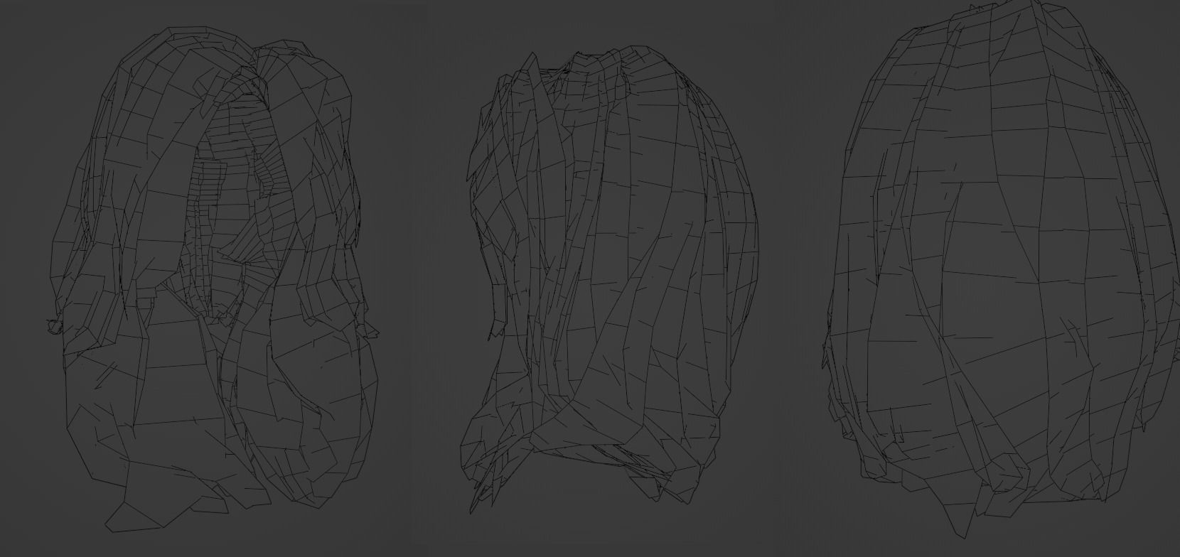 Curly Hair Low-poly 3D model_2