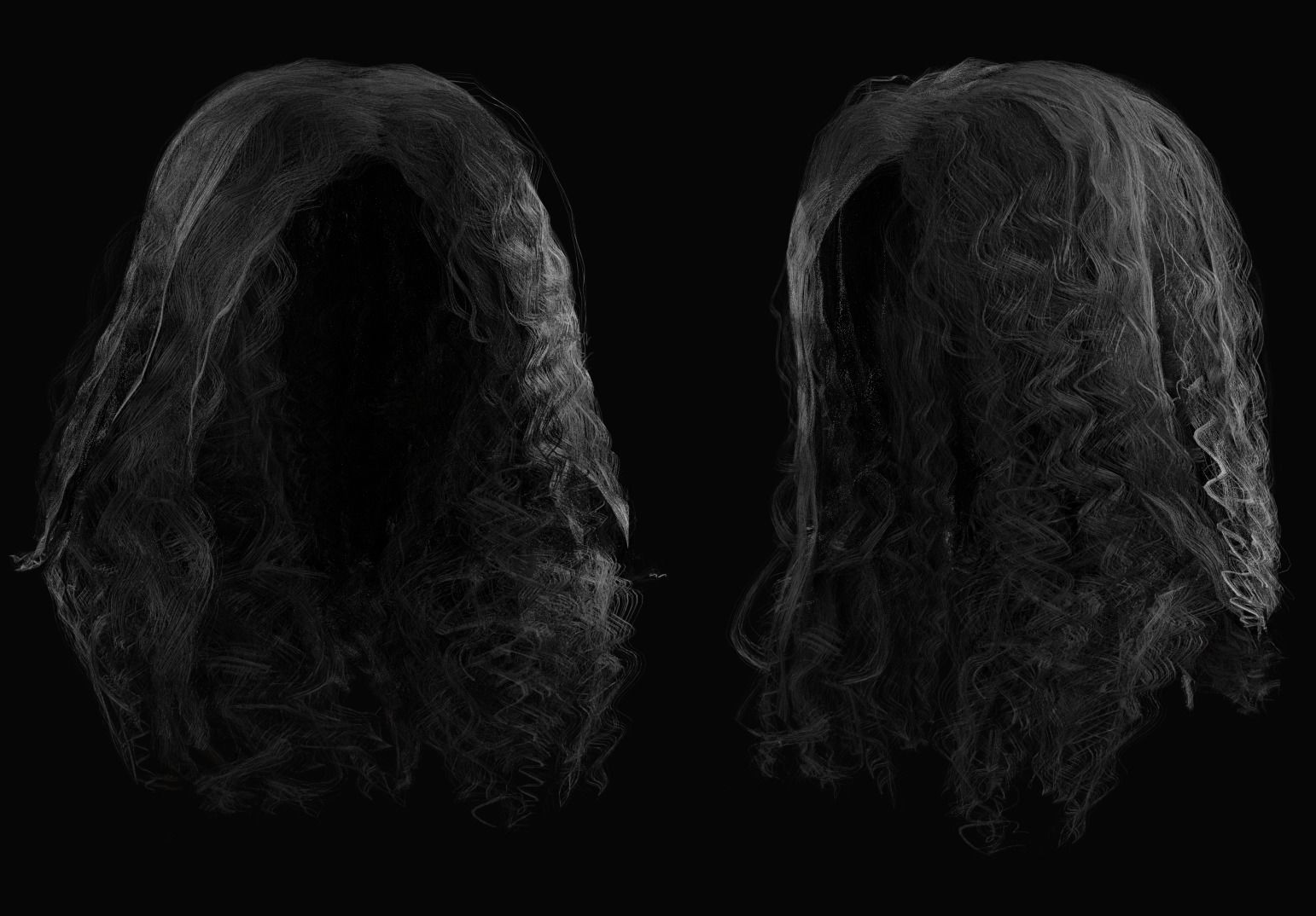 Curly Hair Low-poly 3D model_1