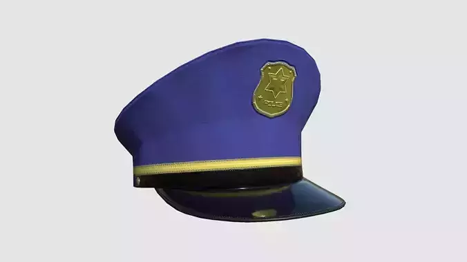 Police Cap 01 Blue- Military Character Design Fashion Low-poly 3D model