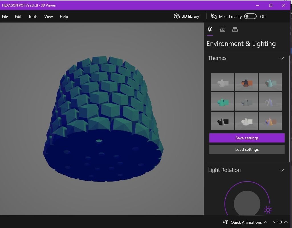 Hexagon flower pot V2 with drain 3D print model_20