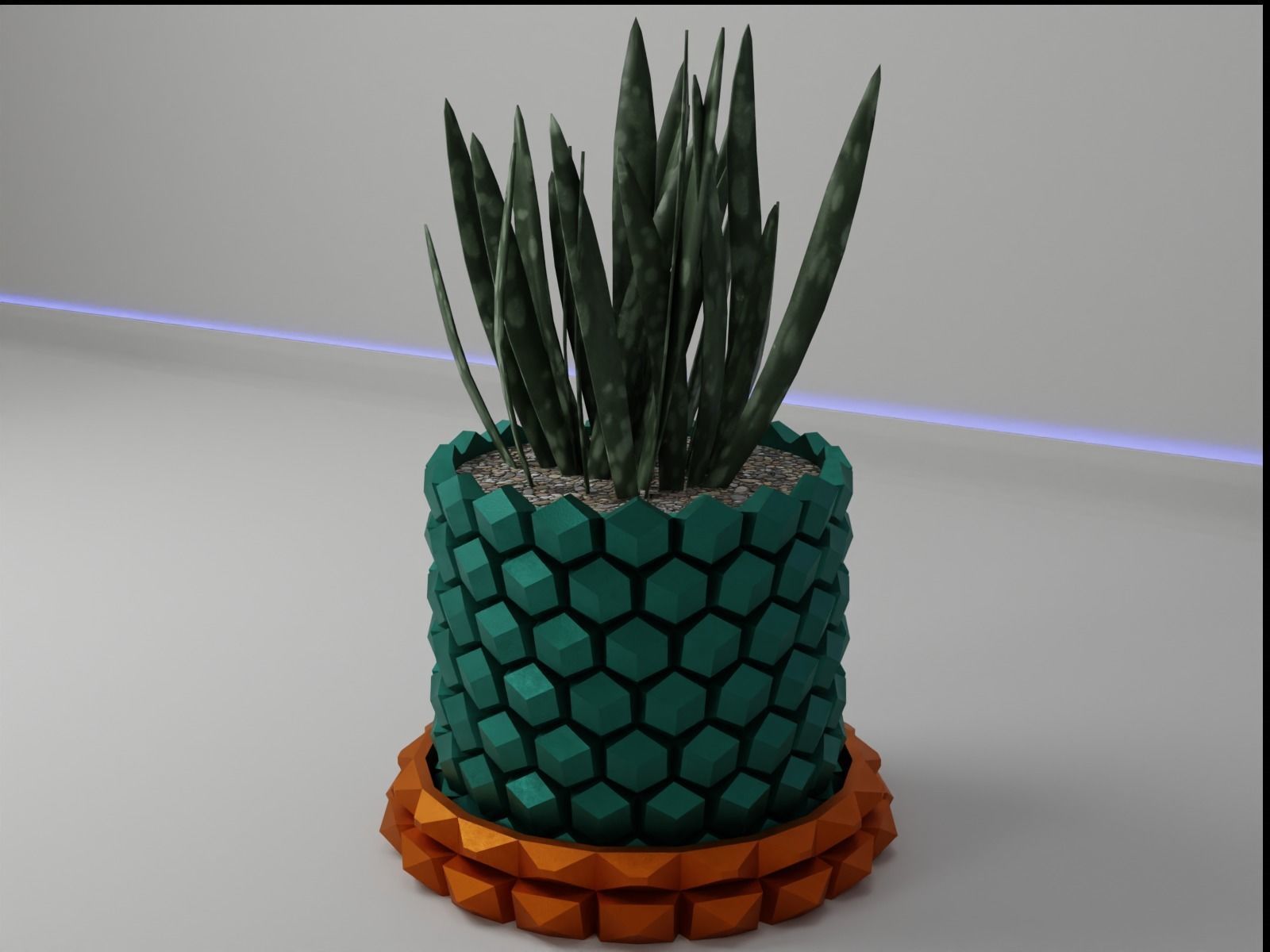 Hexagon flower pot V2 with drain 3D print model_9