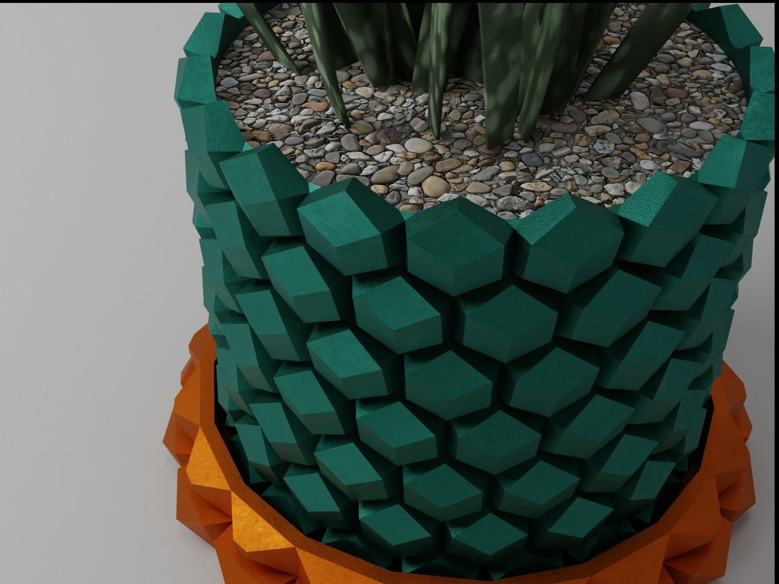 Hexagon flower pot V2 with drain 3D print model_6