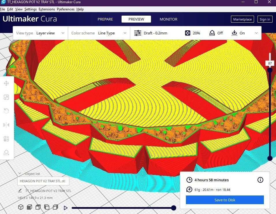 Hexagon flower pot V2 with drain 3D print model_16