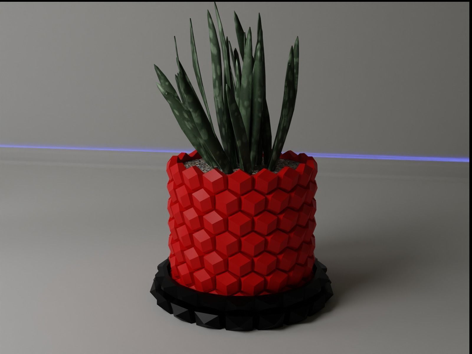 Hexagon flower pot V2 with drain 3D print model_12