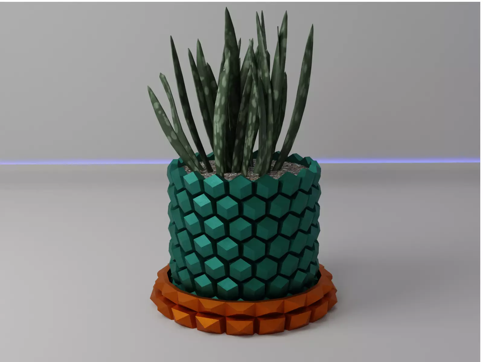 Hexagon flower pot V2 with drain 3D print model_0
