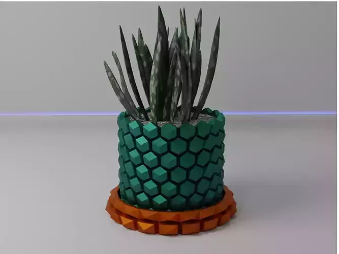 Hexagon flower pot V2 with drain 3D print model
