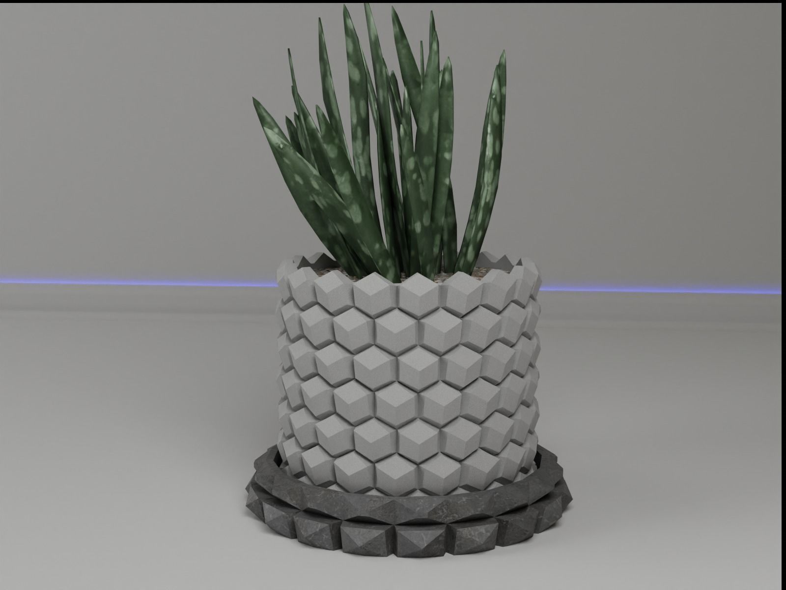 Hexagon flower pot V2 with drain 3D print model_14