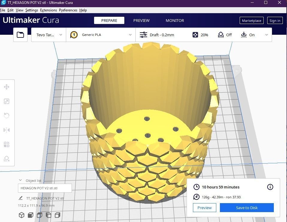 Hexagon flower pot V2 with drain 3D print model_18