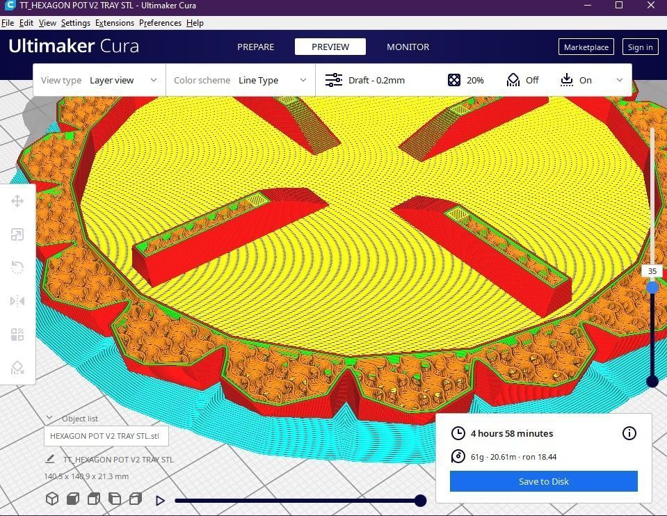 Hexagon flower pot V2 with drain 3D print model_17