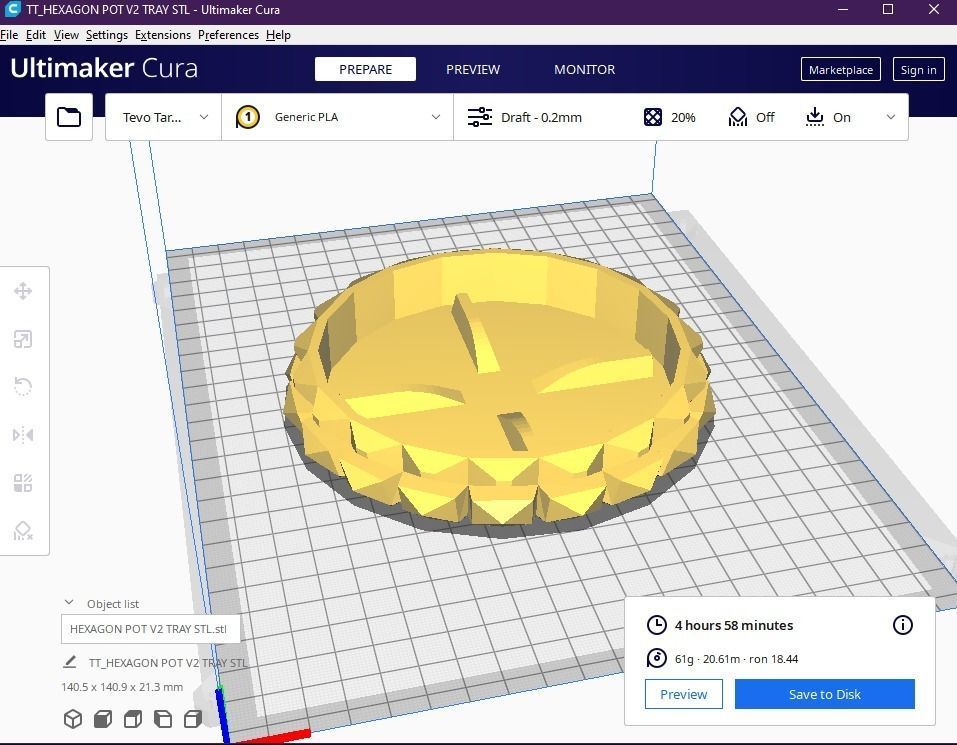 Hexagon flower pot V2 with drain 3D print model_15