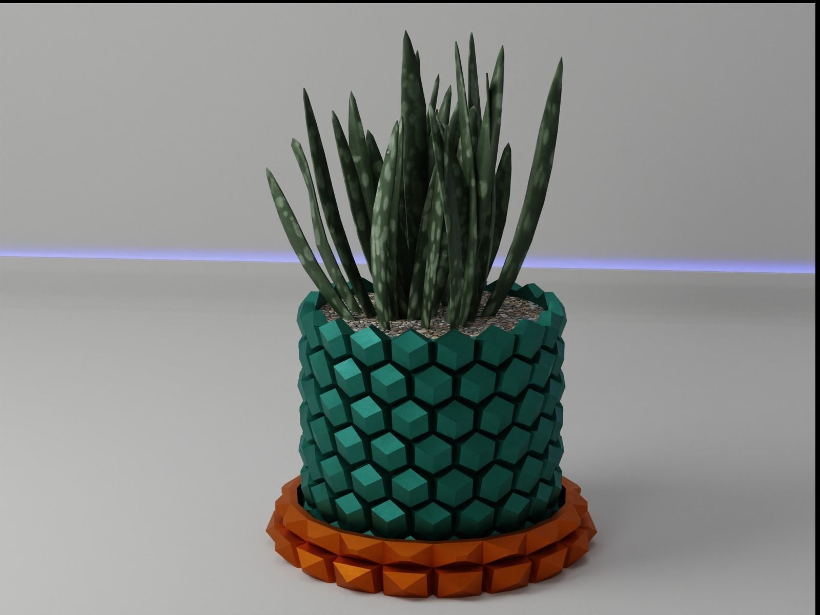 Hexagon flower pot V2 with drain 3D print model_11