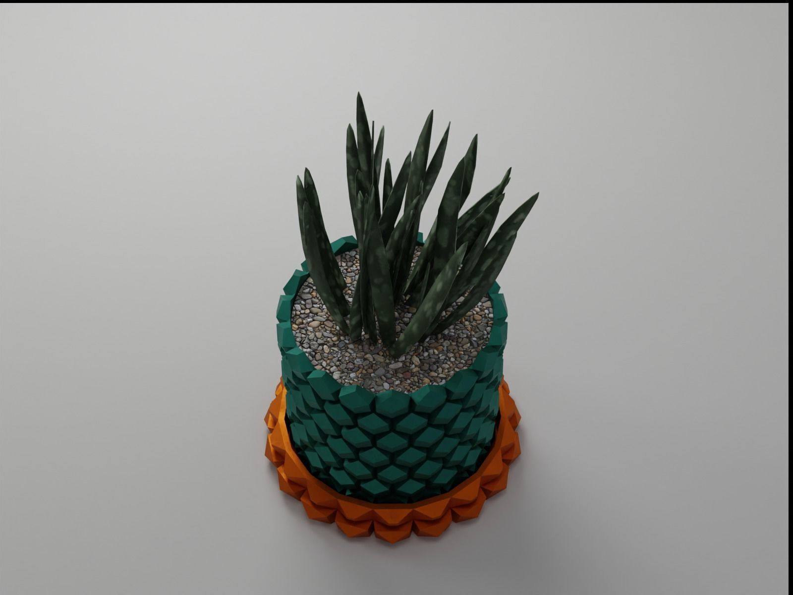Hexagon flower pot V2 with drain 3D print model_5