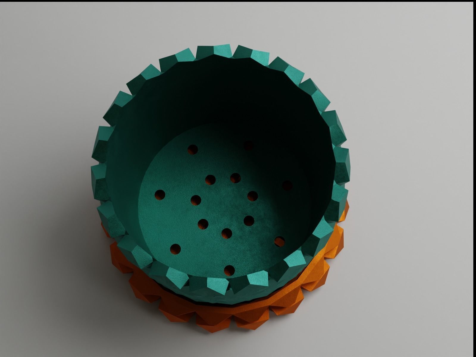 Hexagon flower pot V2 with drain 3D print model_1