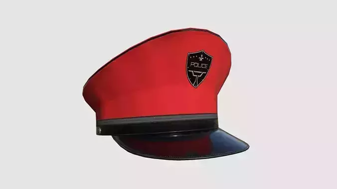Police Cap 02 Red - Military Character Design Fashion Low-poly 3D model