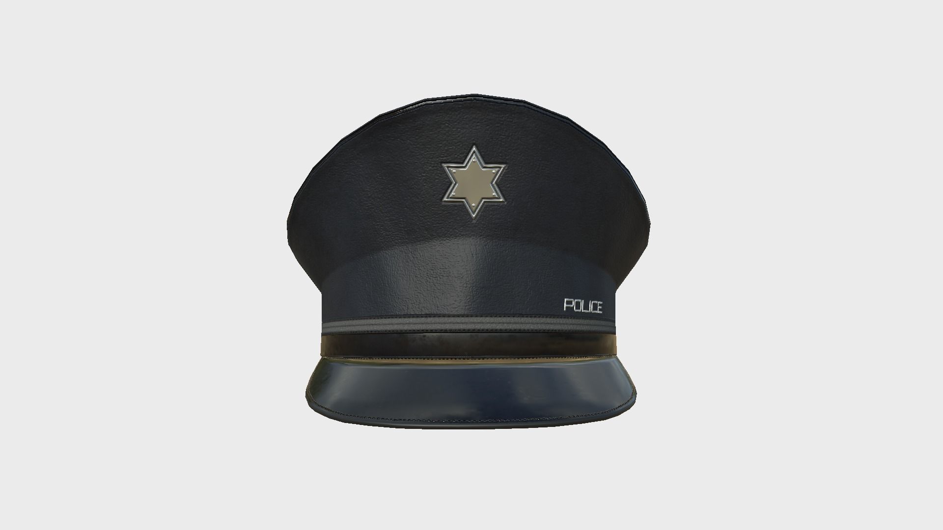 Police Cap 04 Black - Military Character Design Fashion Low-poly 3D model_1