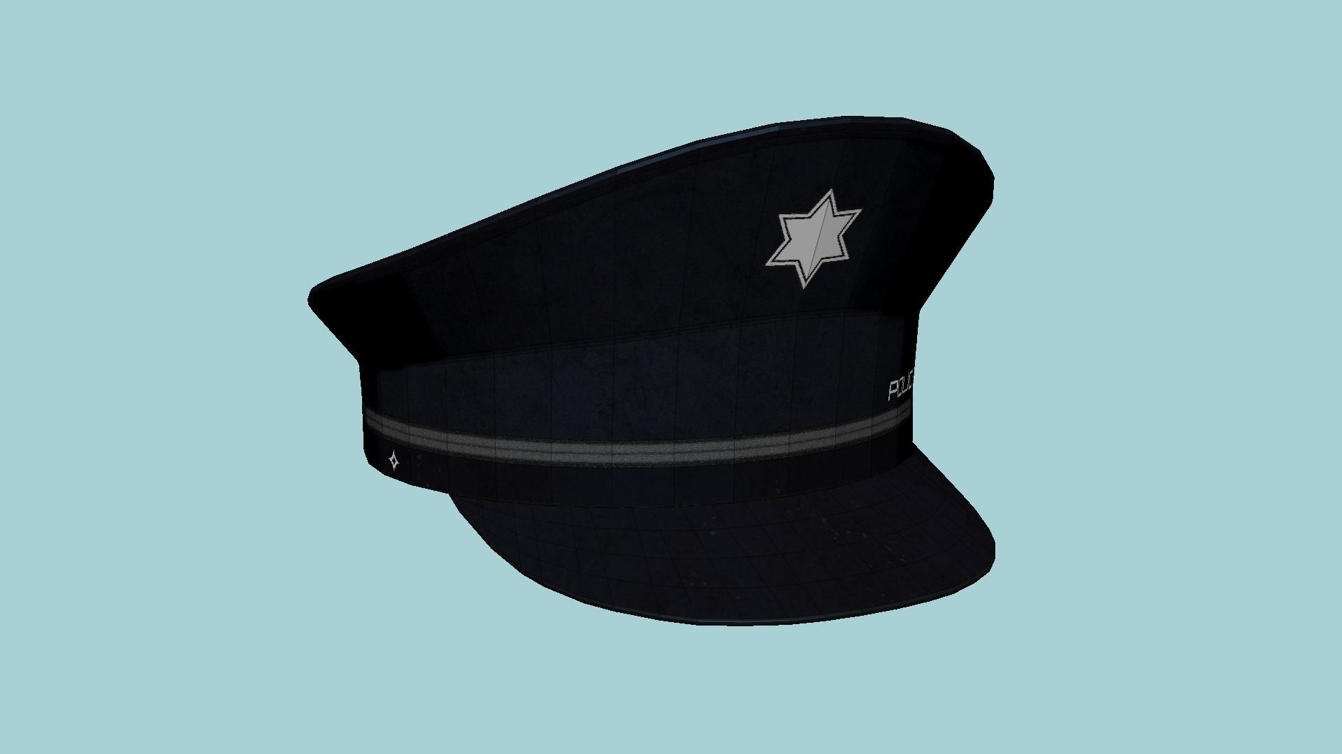 Police Cap 04 Black - Military Character Design Fashion Low-poly 3D model_6