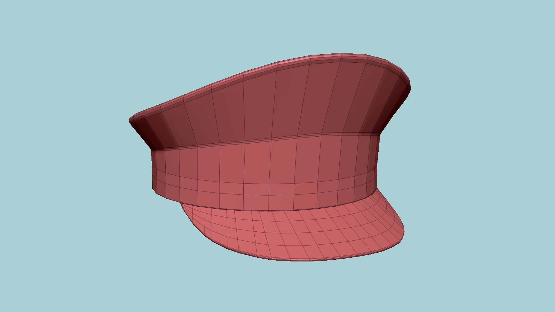Police Cap 04 Black - Military Character Design Fashion Low-poly 3D model_12