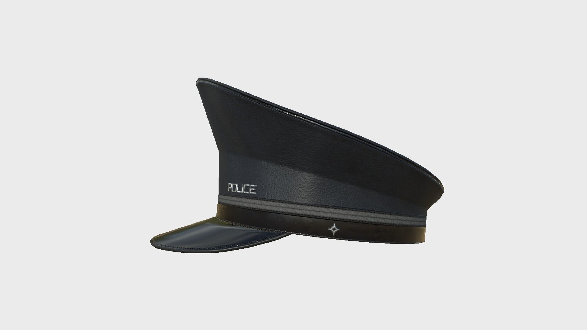 Police Cap 04 Black - Military Character Design Fashion Low-poly 3D model_2