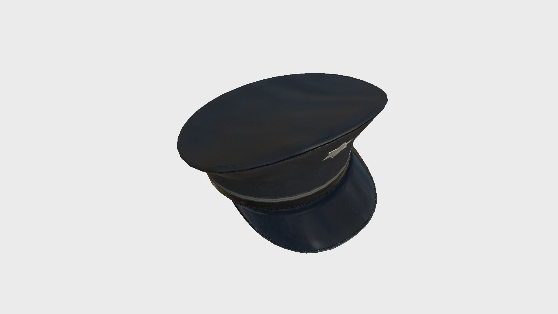 Police Cap 04 Black - Military Character Design Fashion Low-poly 3D model_4