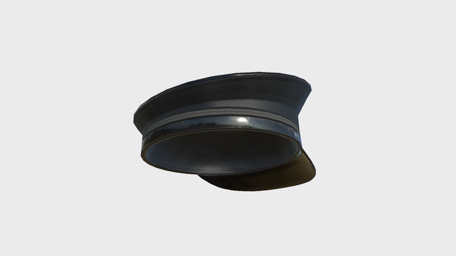 Police Cap 04 Black - Military Character Design Fashion Low-poly 3D model_3