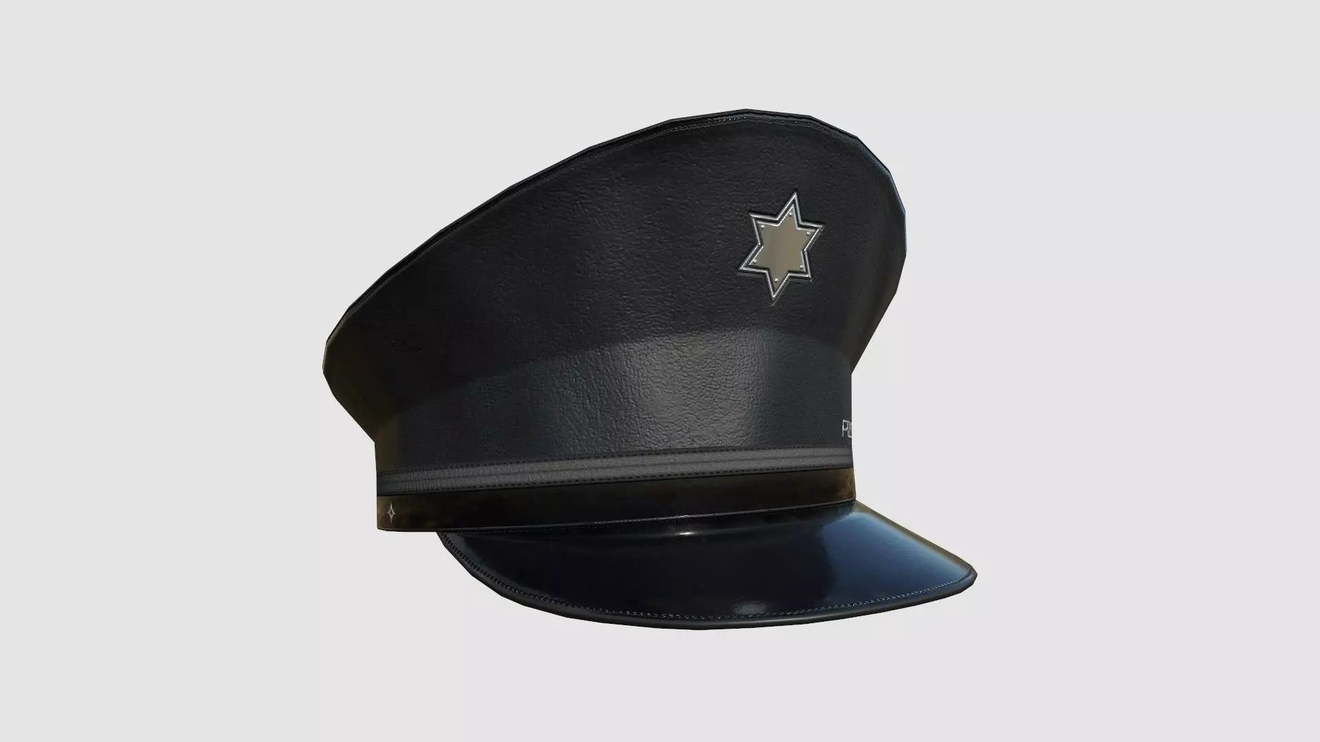 Police Cap 04 Black - Military Character Design Fashion Low-poly 3D model_0