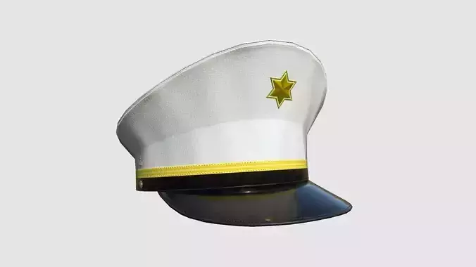 Police Cap 05 White - Military Character Design Fashion Low-poly 3D model