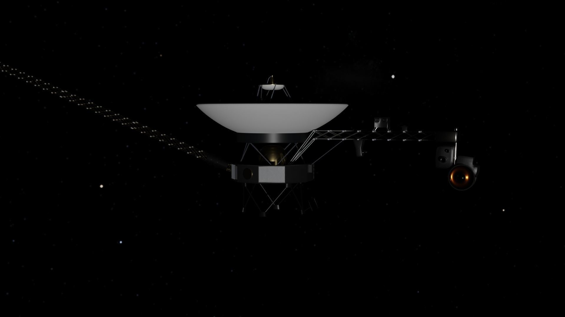 Voyager spacecraft in night sky Low-poly 3D model_10