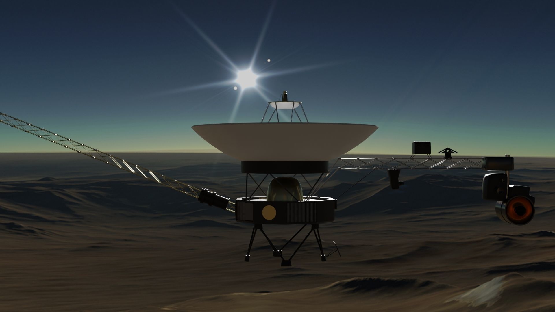 Voyager spacecraft in night sky Low-poly 3D model_1