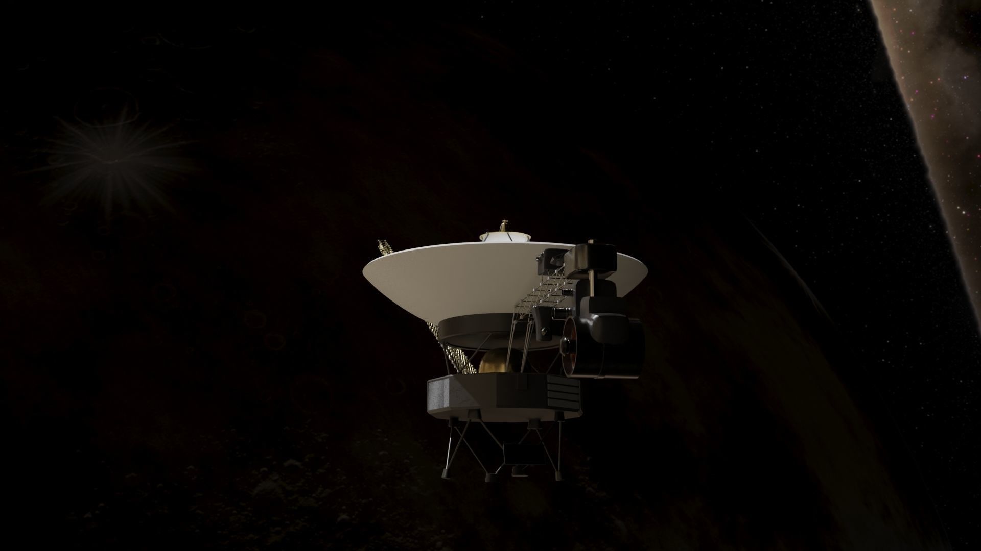 Voyager spacecraft in night sky Low-poly 3D model_13