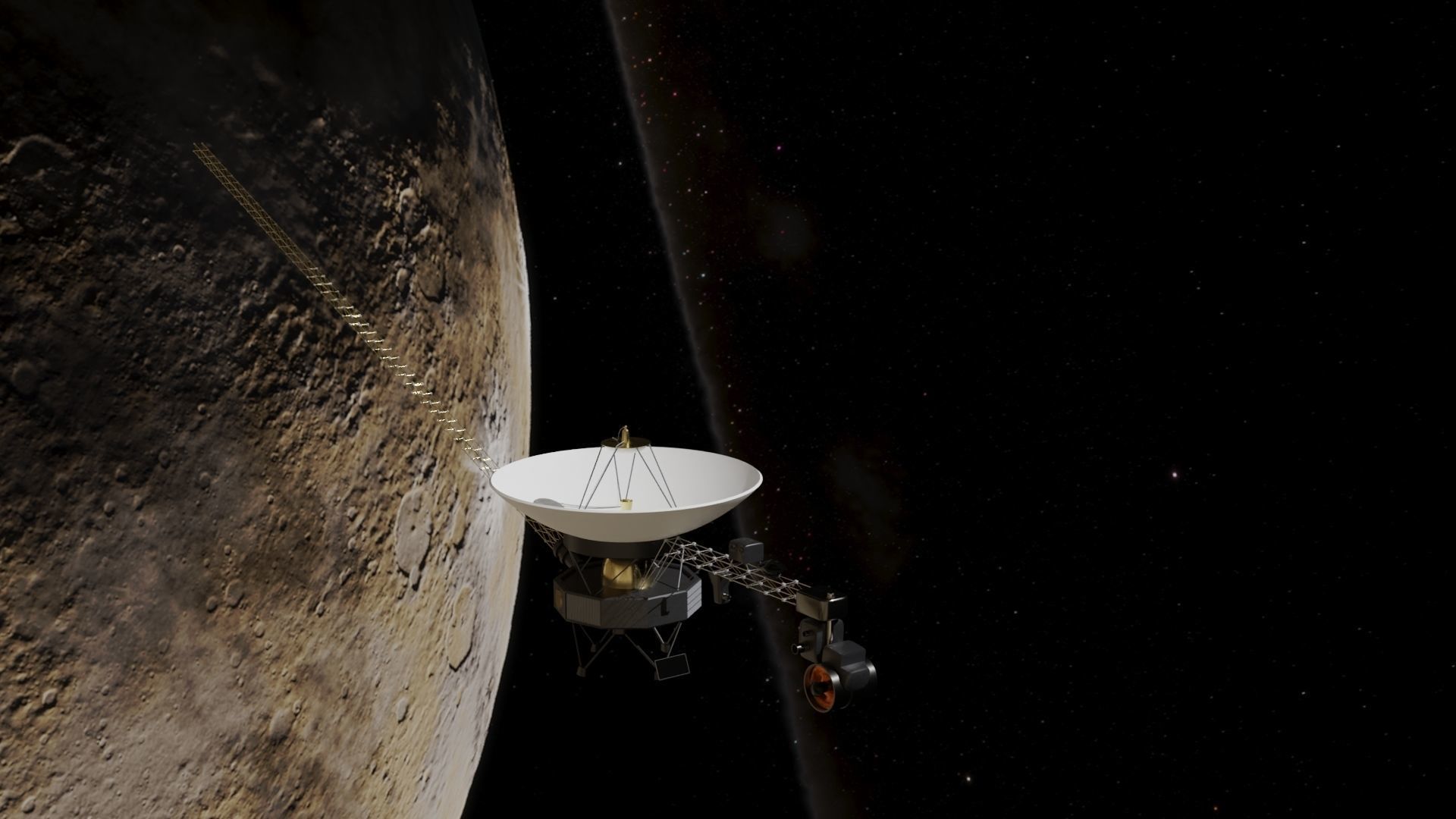 Voyager spacecraft in night sky Low-poly 3D model_18