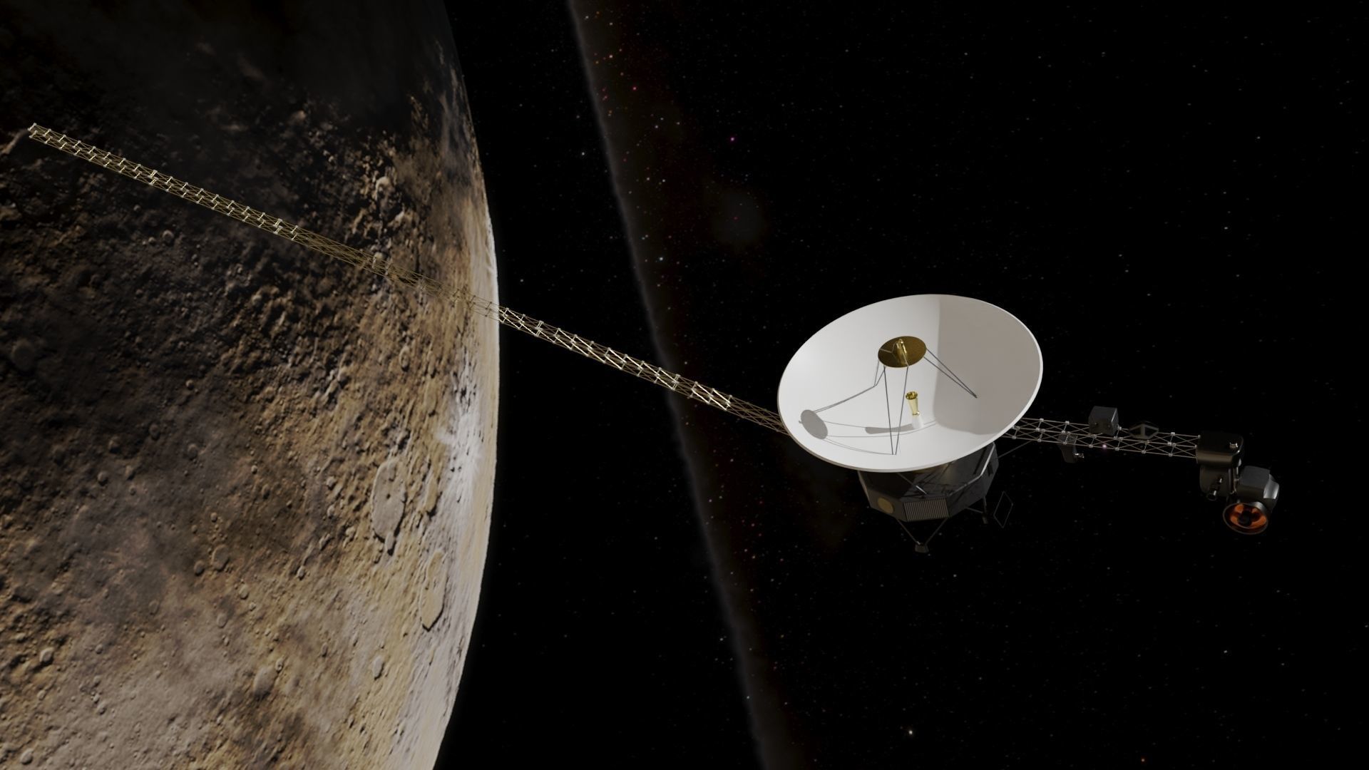 Voyager spacecraft in night sky Low-poly 3D model_3