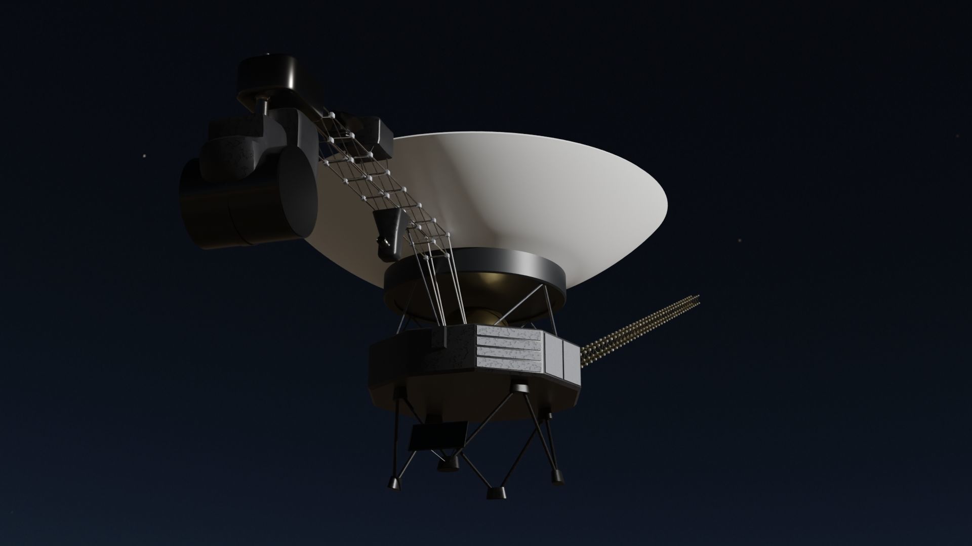 Voyager spacecraft in night sky Low-poly 3D model_9