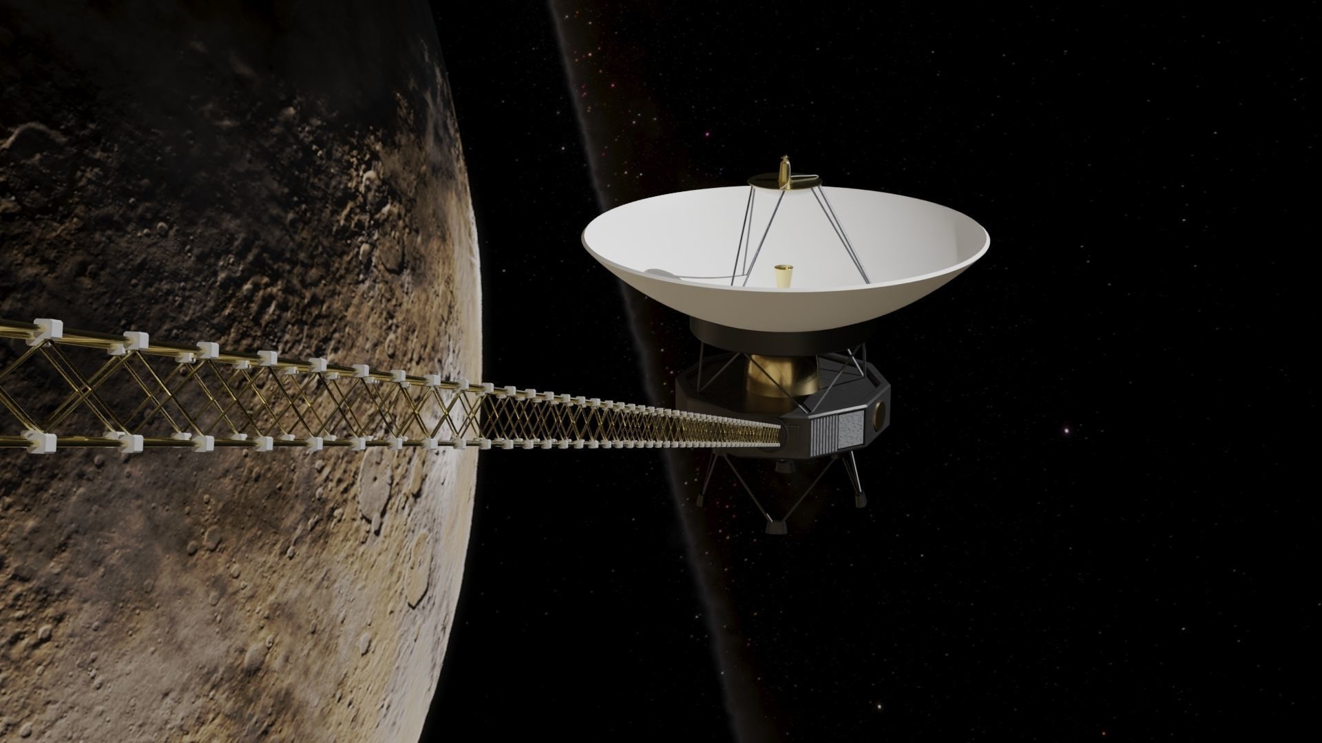 Voyager spacecraft in night sky Low-poly 3D model_21