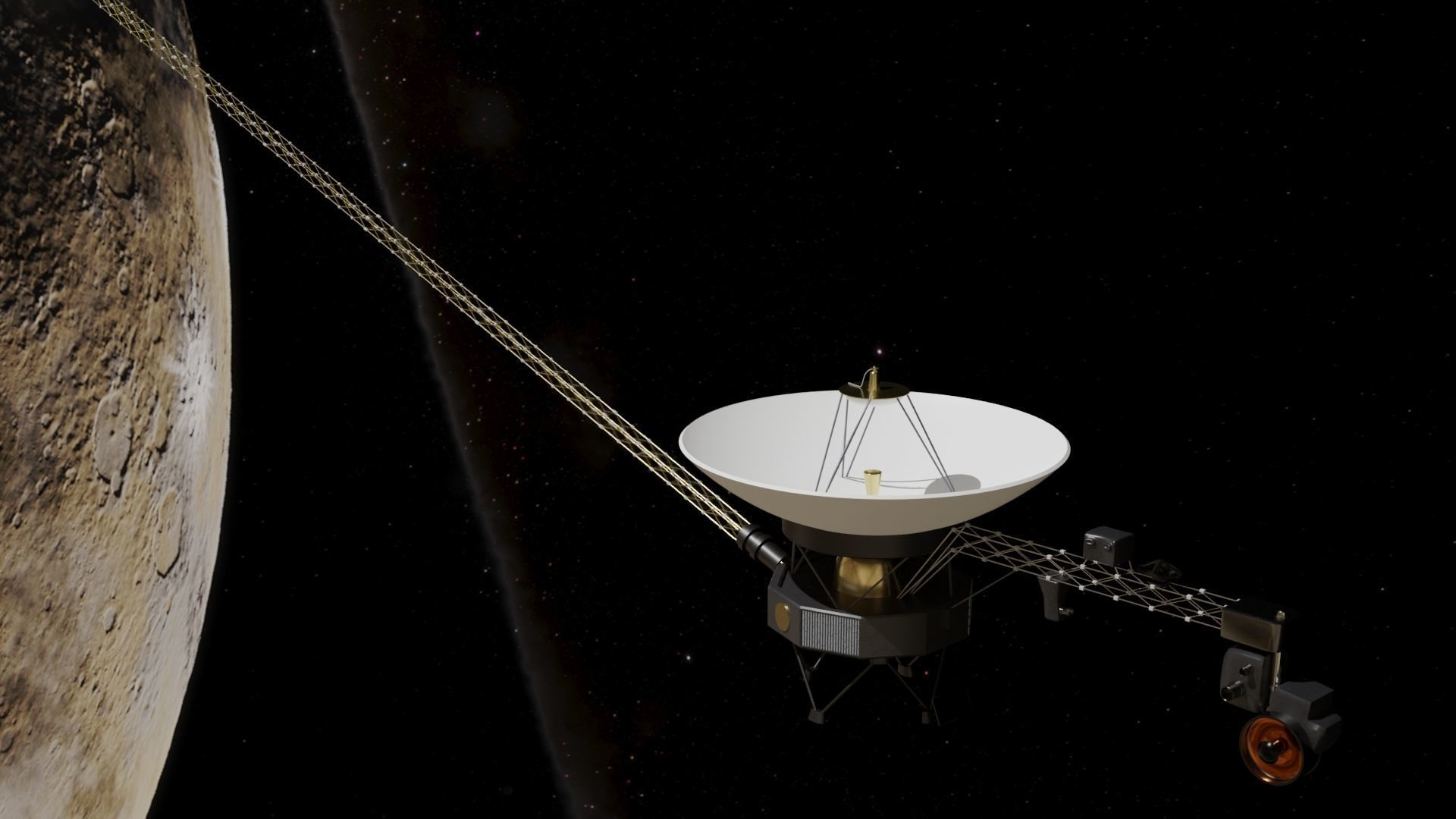Voyager spacecraft in night sky Low-poly 3D model_12