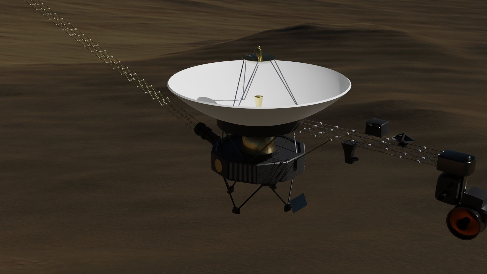 Voyager spacecraft in night sky Low-poly 3D model_25