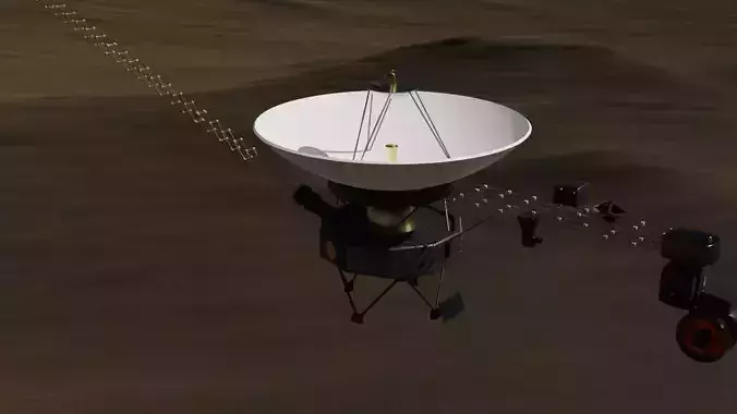 Voyager spacecraft in night sky Low-poly 3D model