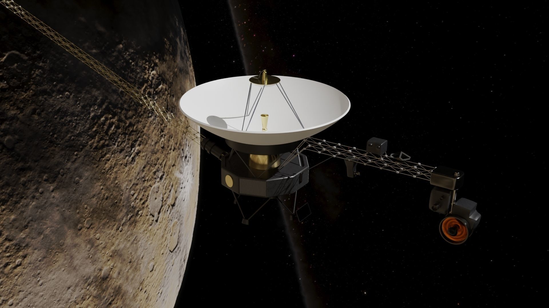 Voyager spacecraft in night sky Low-poly 3D model_5