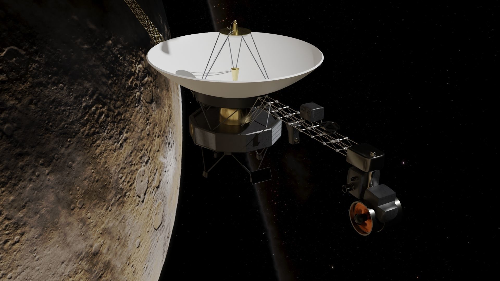 Voyager spacecraft in night sky Low-poly 3D model_19