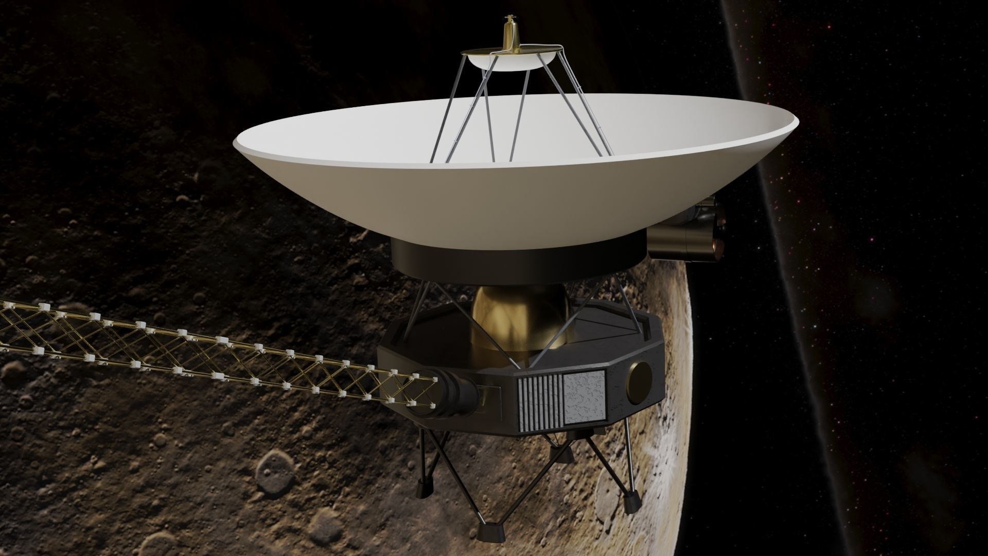 Voyager spacecraft in night sky Low-poly 3D model_7