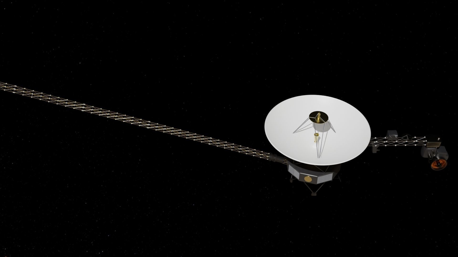 Voyager spacecraft in night sky Low-poly 3D model_28