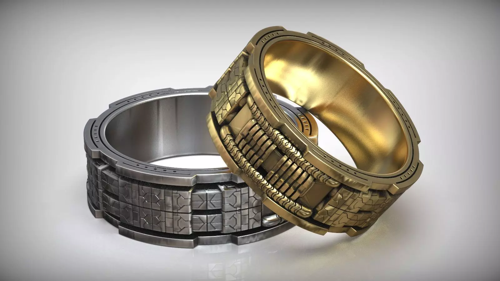 Sci-Fi Science Fiction Kinetic Gateway Space Wedding Band 3D print model_0