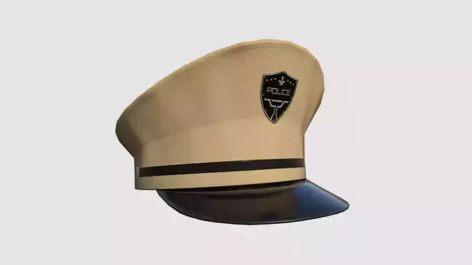 Police Cap 06 Beige - Military Character Design Fashion Low-poly 3D model