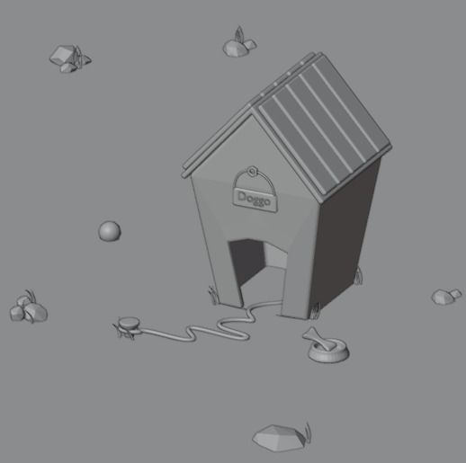 Dog House  Low-poly 3D model_1