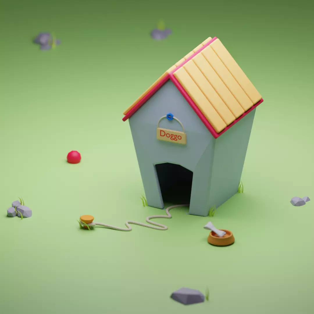 Dog House  Low-poly 3D model_0