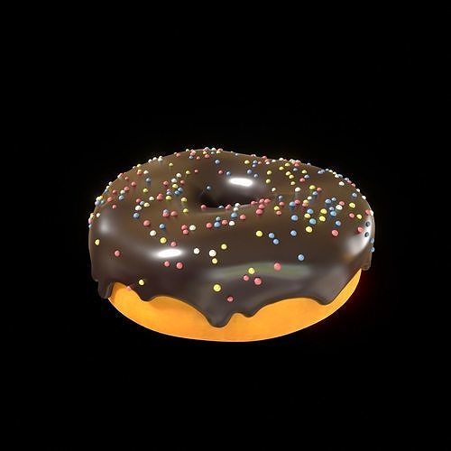 Donut chocolate with sprinkles 3D model